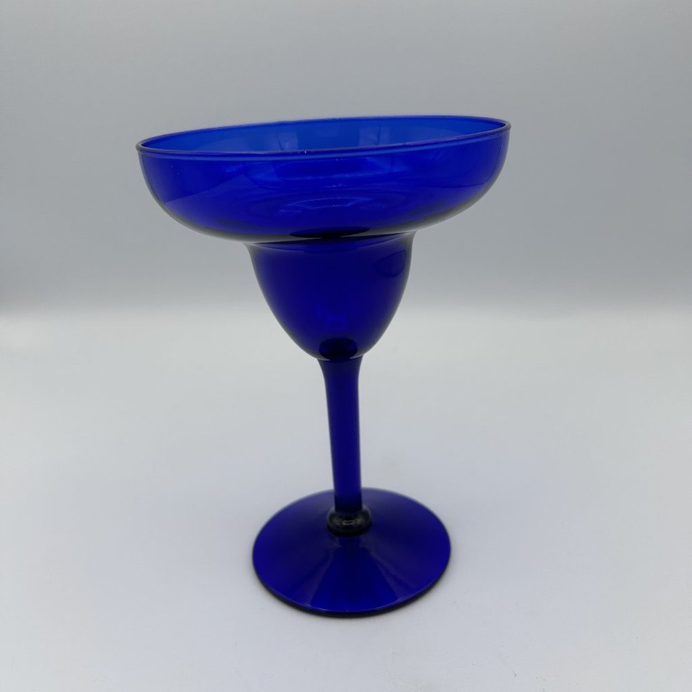 Cobalt Blue Drink Cocktail Party Bar Margarita Glass Cup 6" Tall